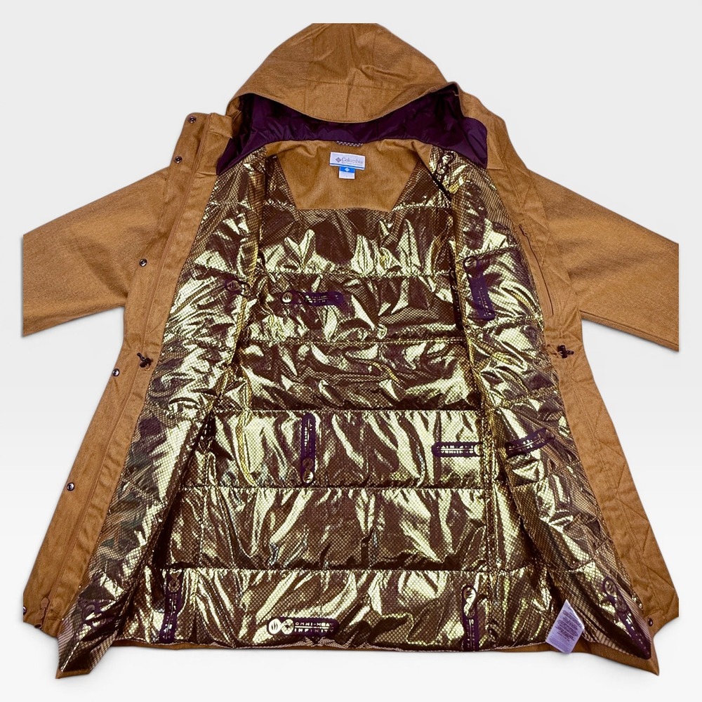 COLUMBIA Portland Point Parka Womens XL Brown‎ Herringbone Omni-Tech Hooded - Picture 9 of 13